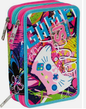 Astuccio 3 zip SJ Gang Gleamled Girl, Cactus Flower 