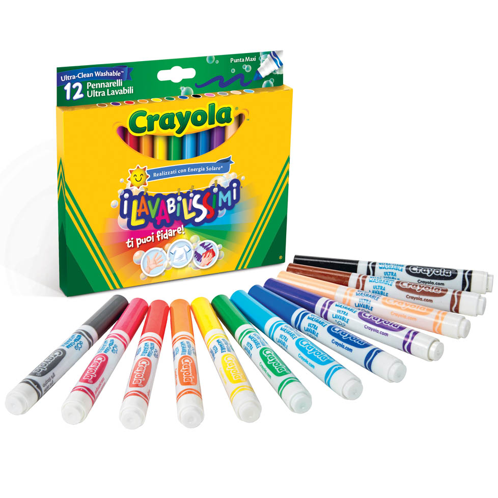 PENNARELLI 12 COLORI PUNTA MAXI LAVABILISSIMI CRAYOLA