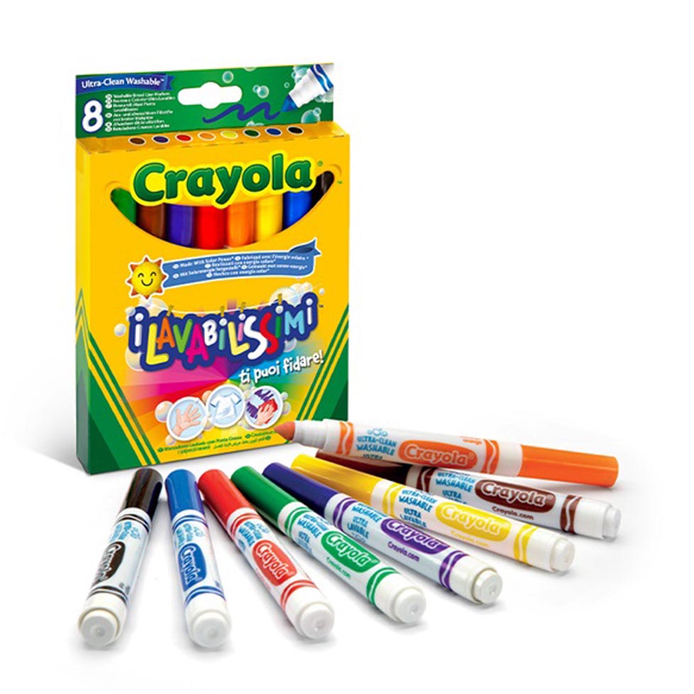 PENNARELLI 8 COLORI PUNTA MAXI LAVABILISSIMI CRAYOLA