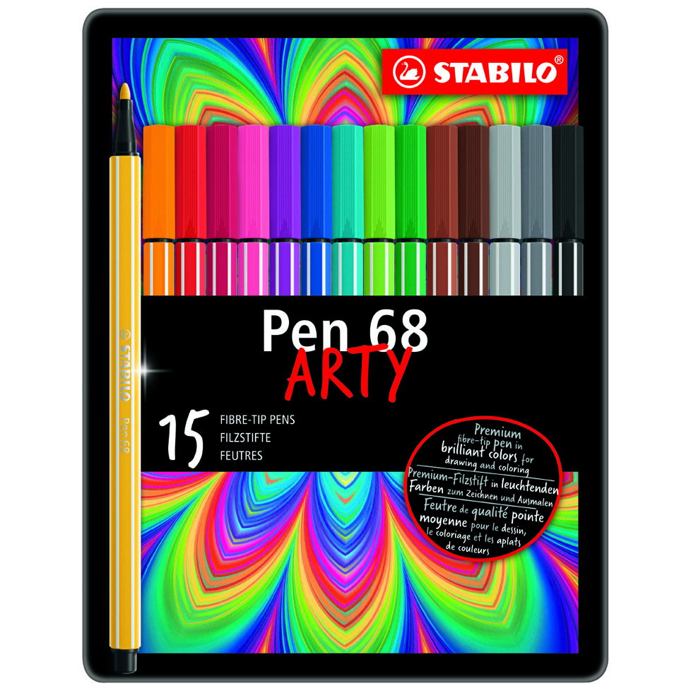 STABILO PEN 68 15COLORI SCATOLA METALLO