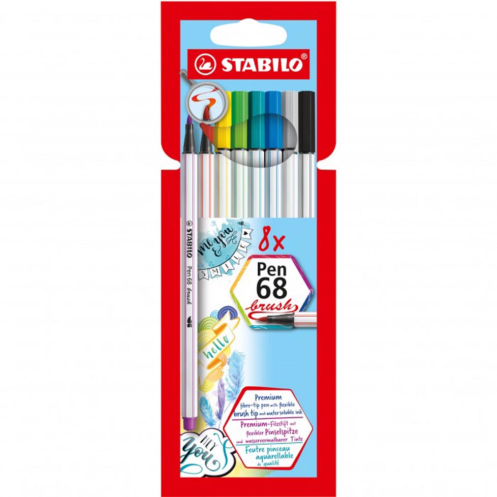 STABILO PEN 68 BRUSH 8 COLORI SCATOLA CARTONE
