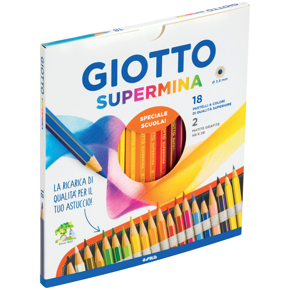 SUPERMINA 18 COLORI PASTELLI GIOTTO + 2 MATITE