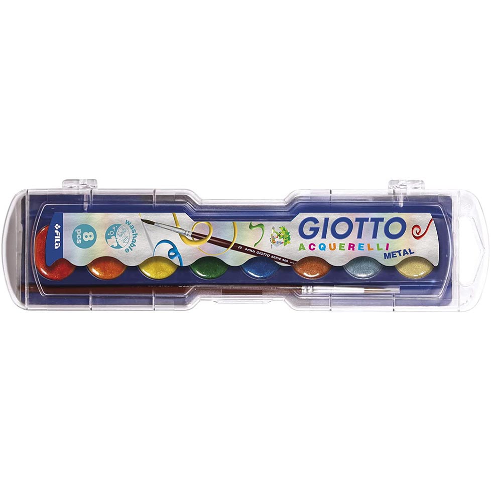 ACQUERELLI 8 COLORI METALLIZZATI SCATOLA PLASTICA