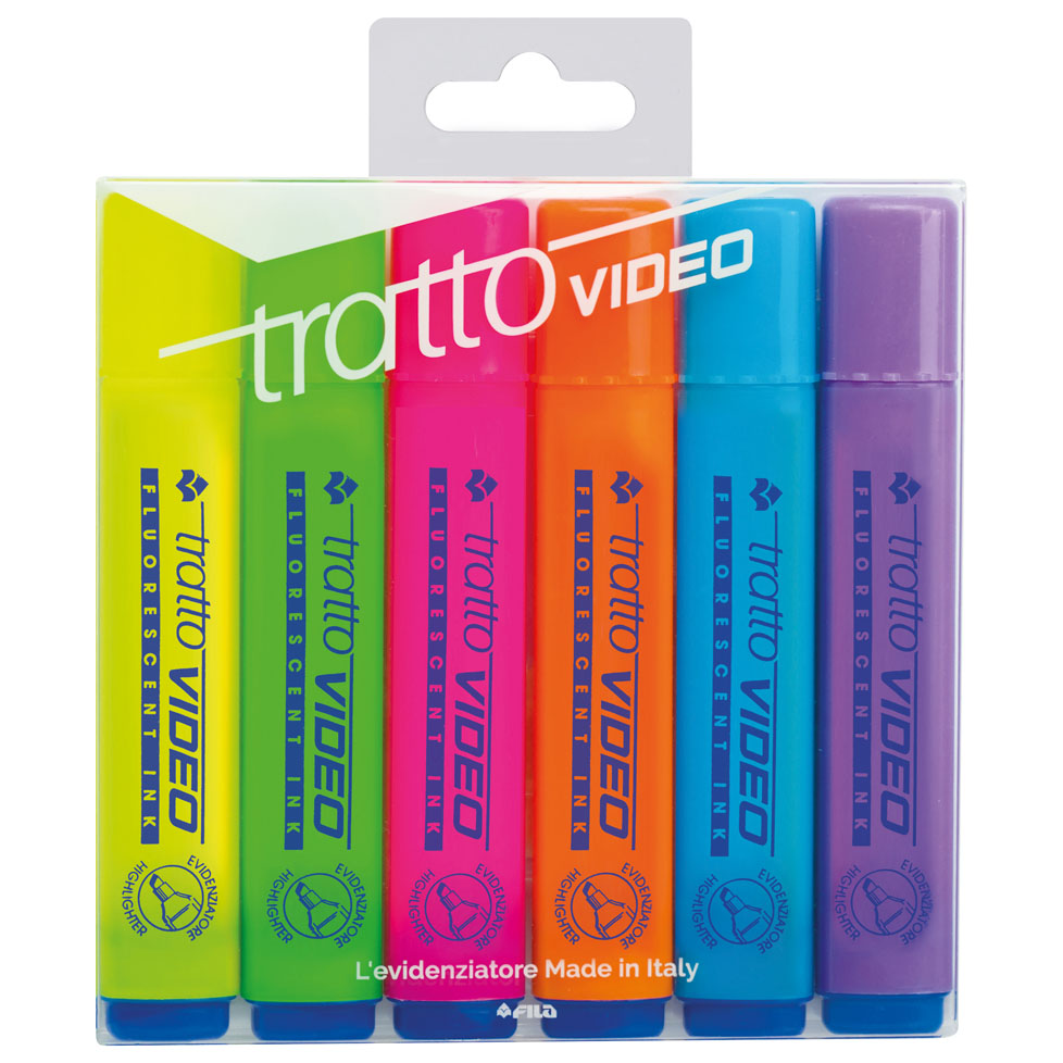 EVIDENZIATORI TRATTO VIDEO 6 COLORI ASSORTITI FILA