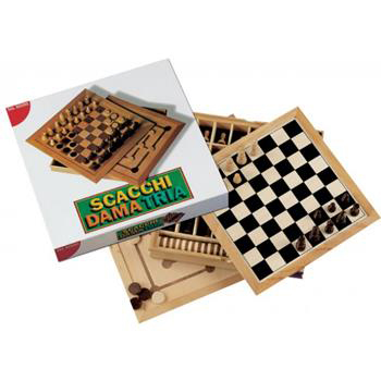 DAMA SCACCHI LEGNO TRIA  30X30CM
