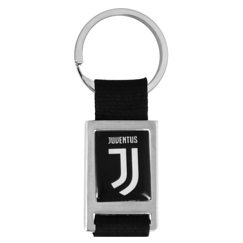 PORTACHIAVI METALLO E STOFFA LOGO JUVENTUS