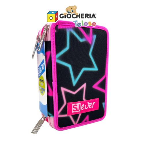 Astuccio 3 Zip Sj Gang Sj Ever Star-Shaped Girl, Candy Fuxia