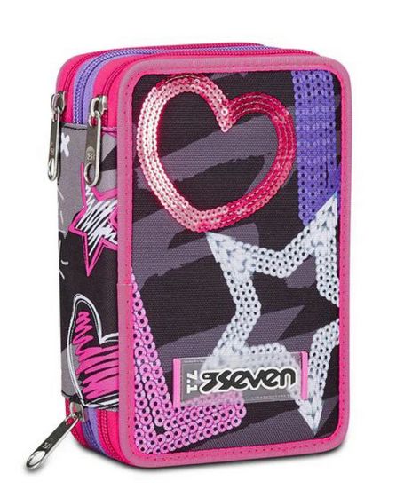 Astuccio scuola Seven 3 zip Draft Heart