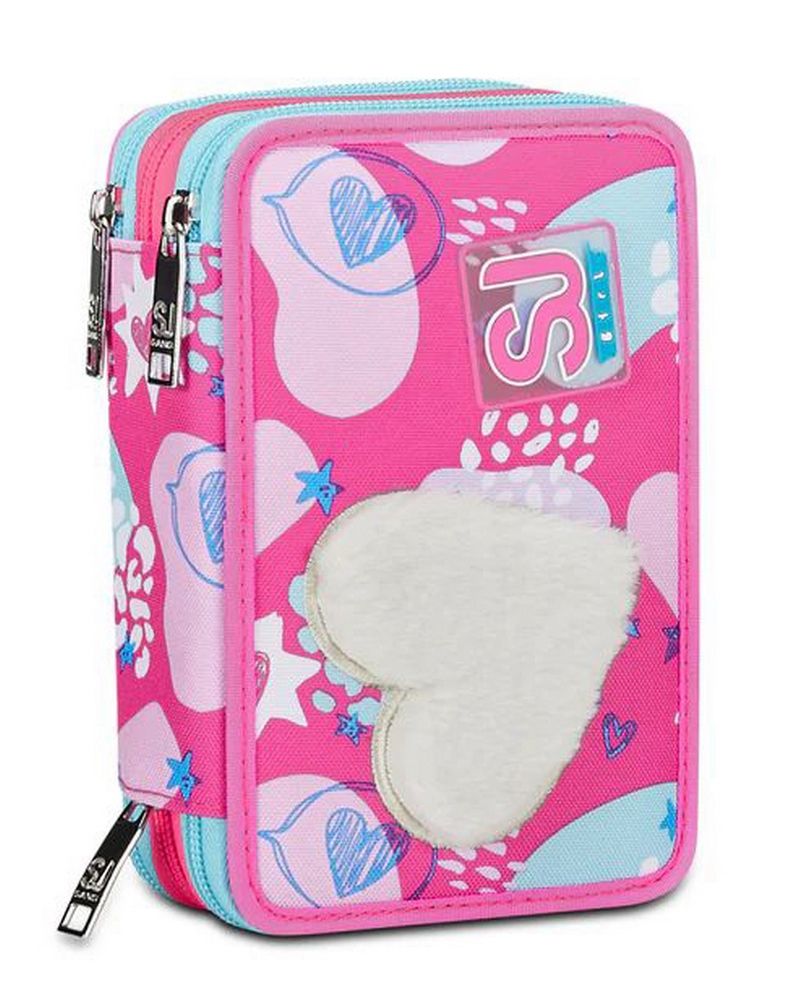 Astuccio scuola 3 zip SJ Pinkfur