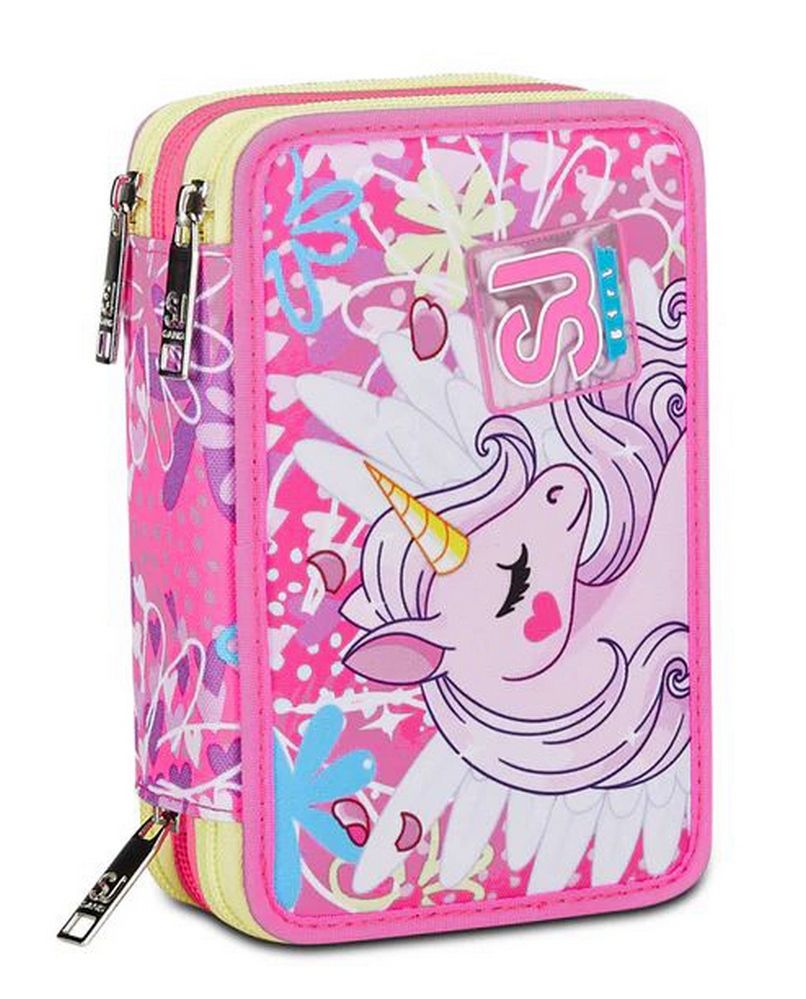 Astuccio scuola 3 zip SJ Unicorn Led