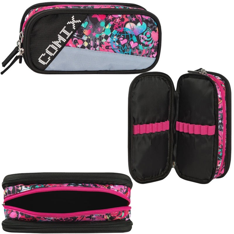 Astuccio triplo Comix fucsia