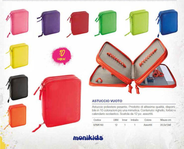 Astuccio scuola 3 zip vuoto Monocolore