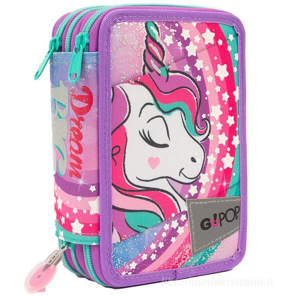 Astuccio 3 zip Go Pop Unicorn 