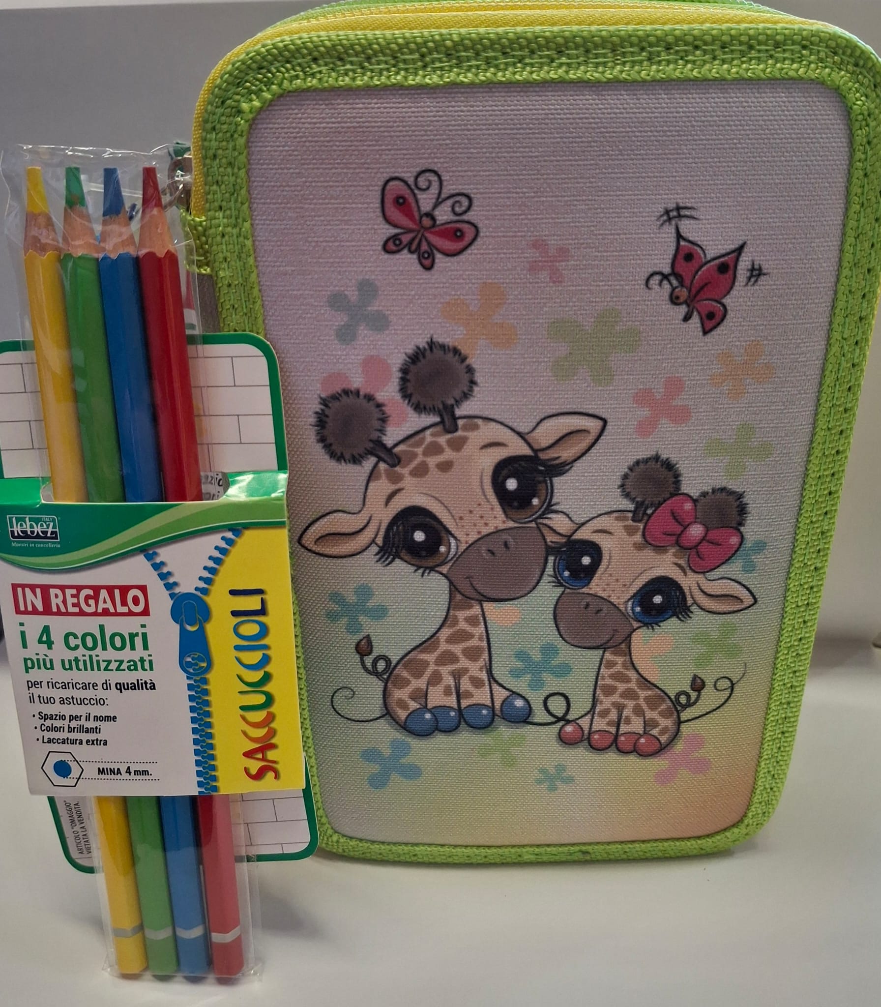 Astuccio 3 zip Saccuccioli Lebez Giraffe o Principessa