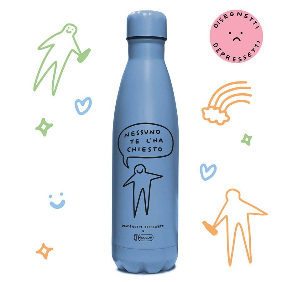 Borraccia Termica Disegnetti depressetti azzurra