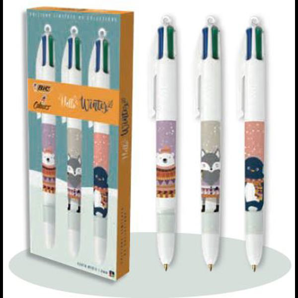 Scatola 3 penne 4 colori Hello Winter