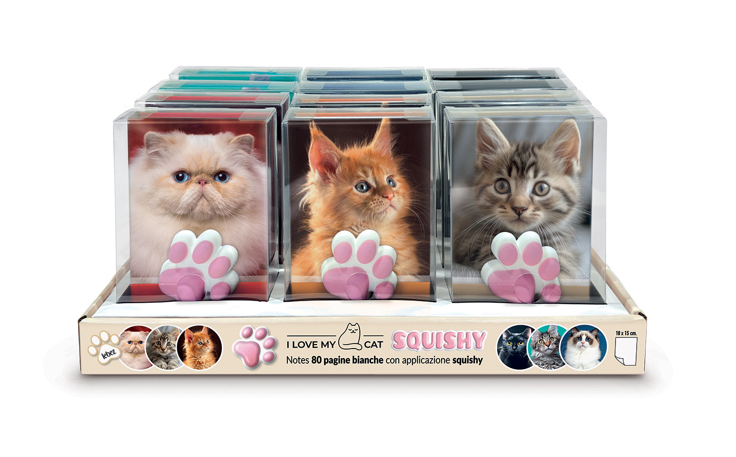 Notes con gatti con zampina Squishy