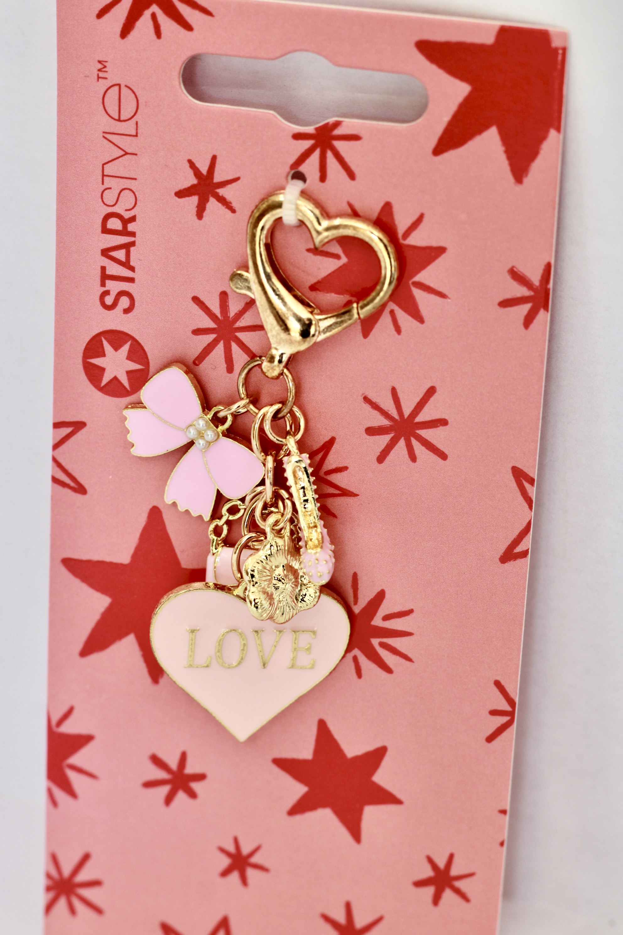 PORTACHIAVI MARCA STARSTYLE CON PENDENTI ROSA E ORO