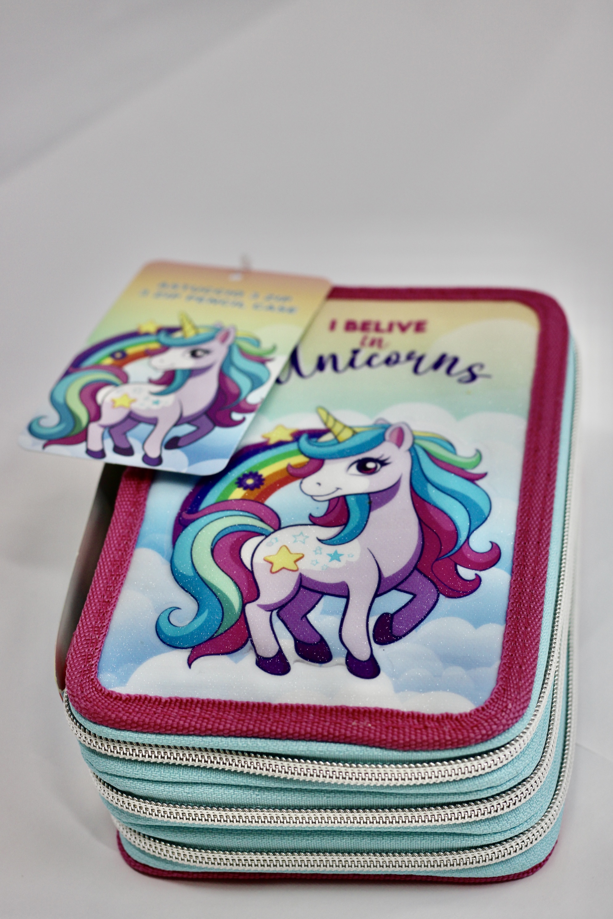 ASTUCCIO 3 ZIP CON UNICORNO
