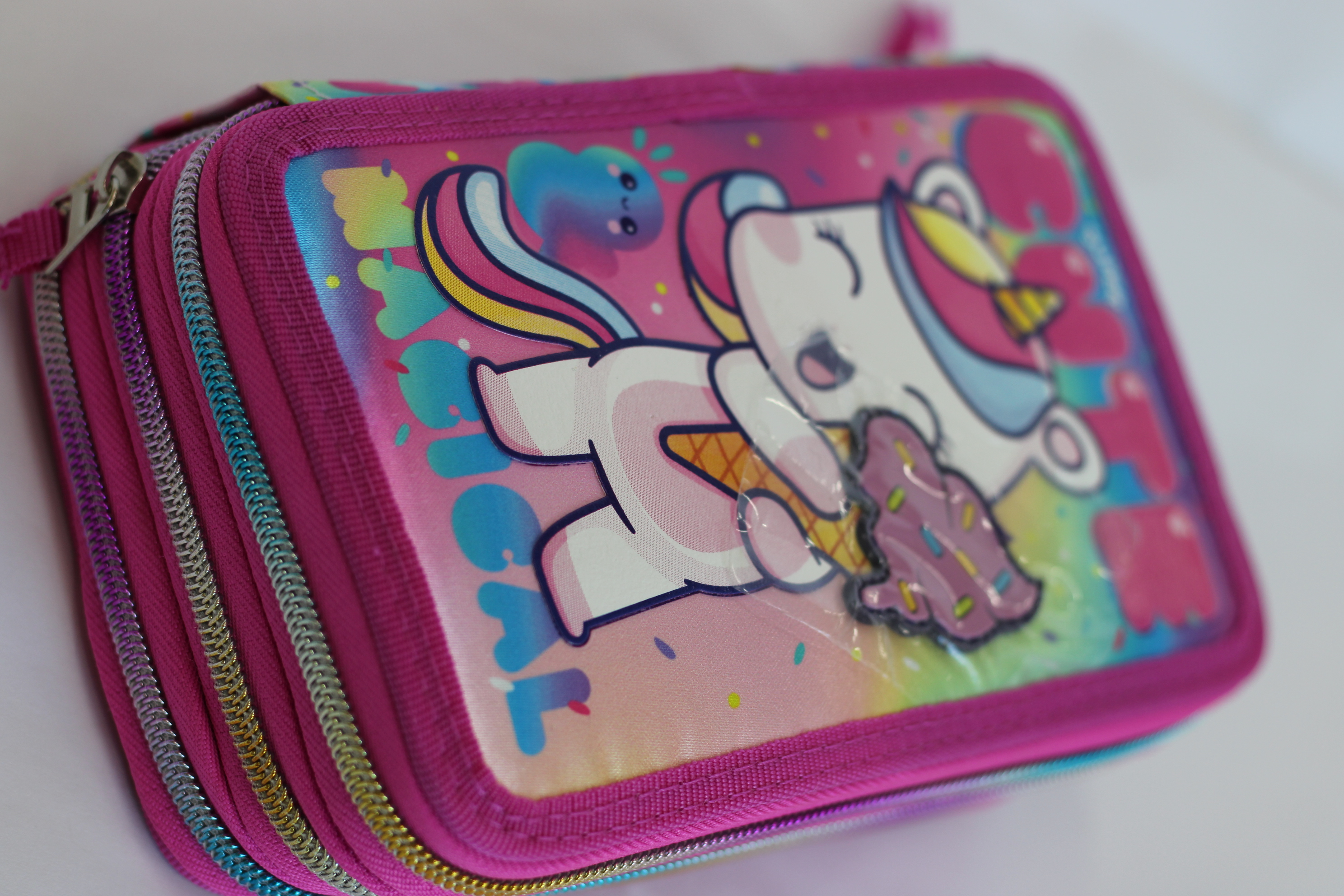 ASTUCCIO 3 ZIP COMPLETO CON UNICORNO