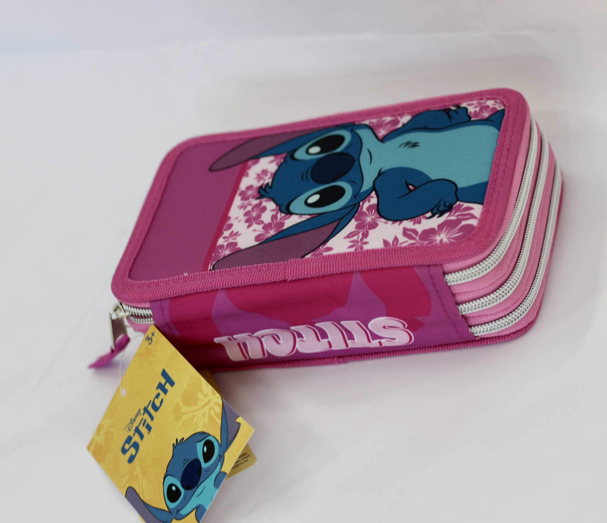 ASTUCCIO DISNEY STITCH ROSA 3 ZIP COMPLETO