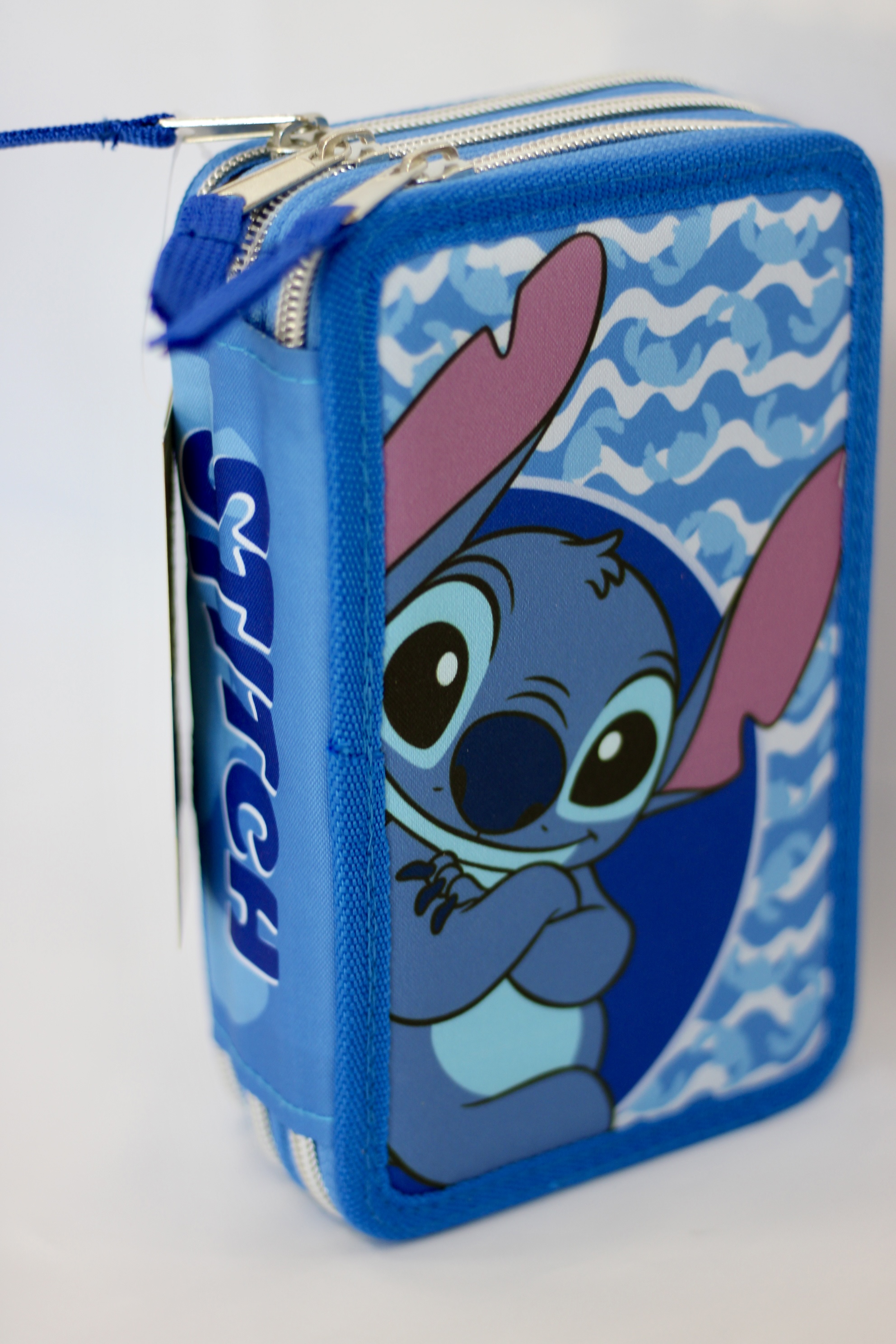 ASTUCCIO DISNEY STITCH BLU 3 ZIP COMPLETO