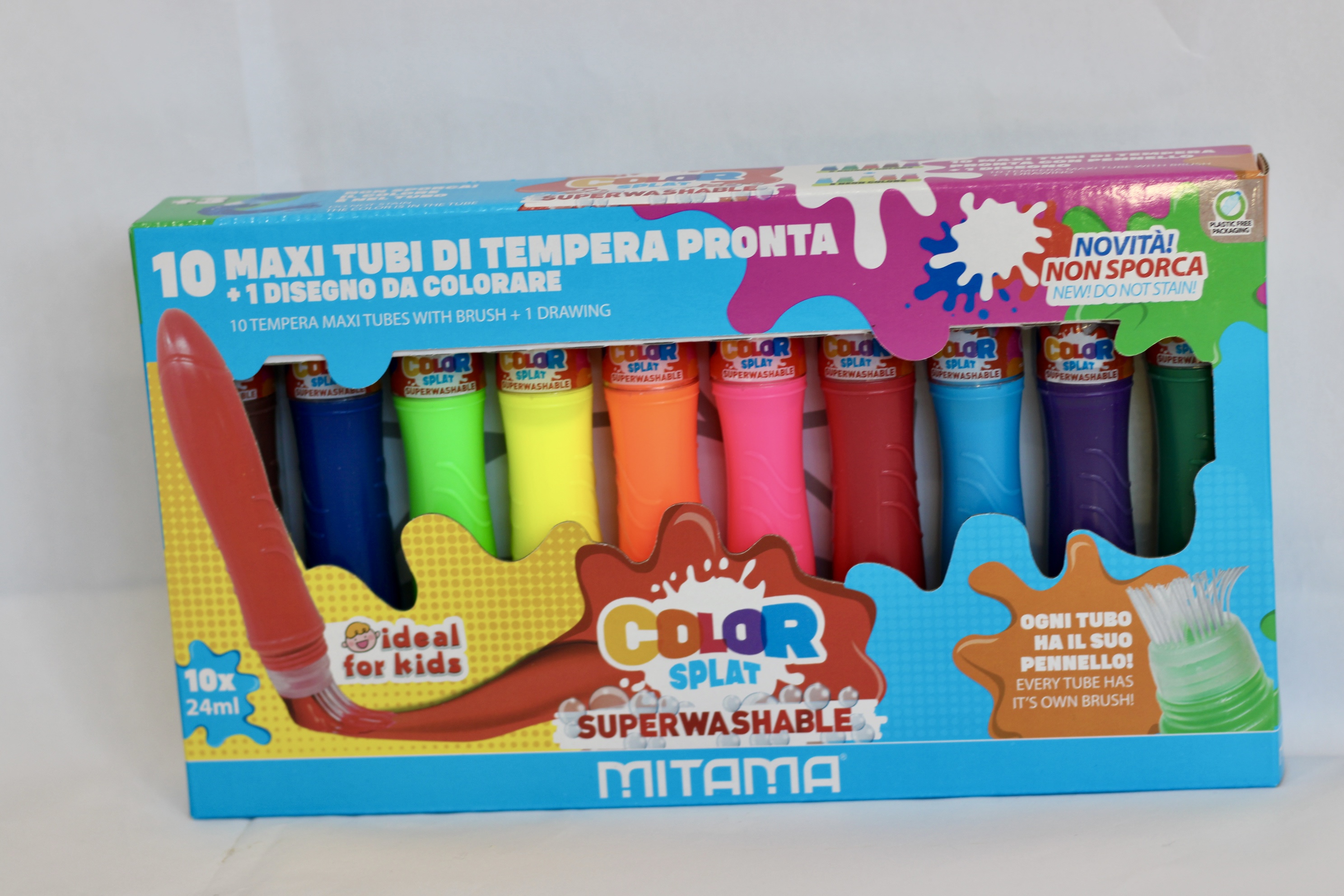 10 MAXI TUBI DI TEMPERA PRONTA + 1 DISEGNO DA COLORARE MITAMA