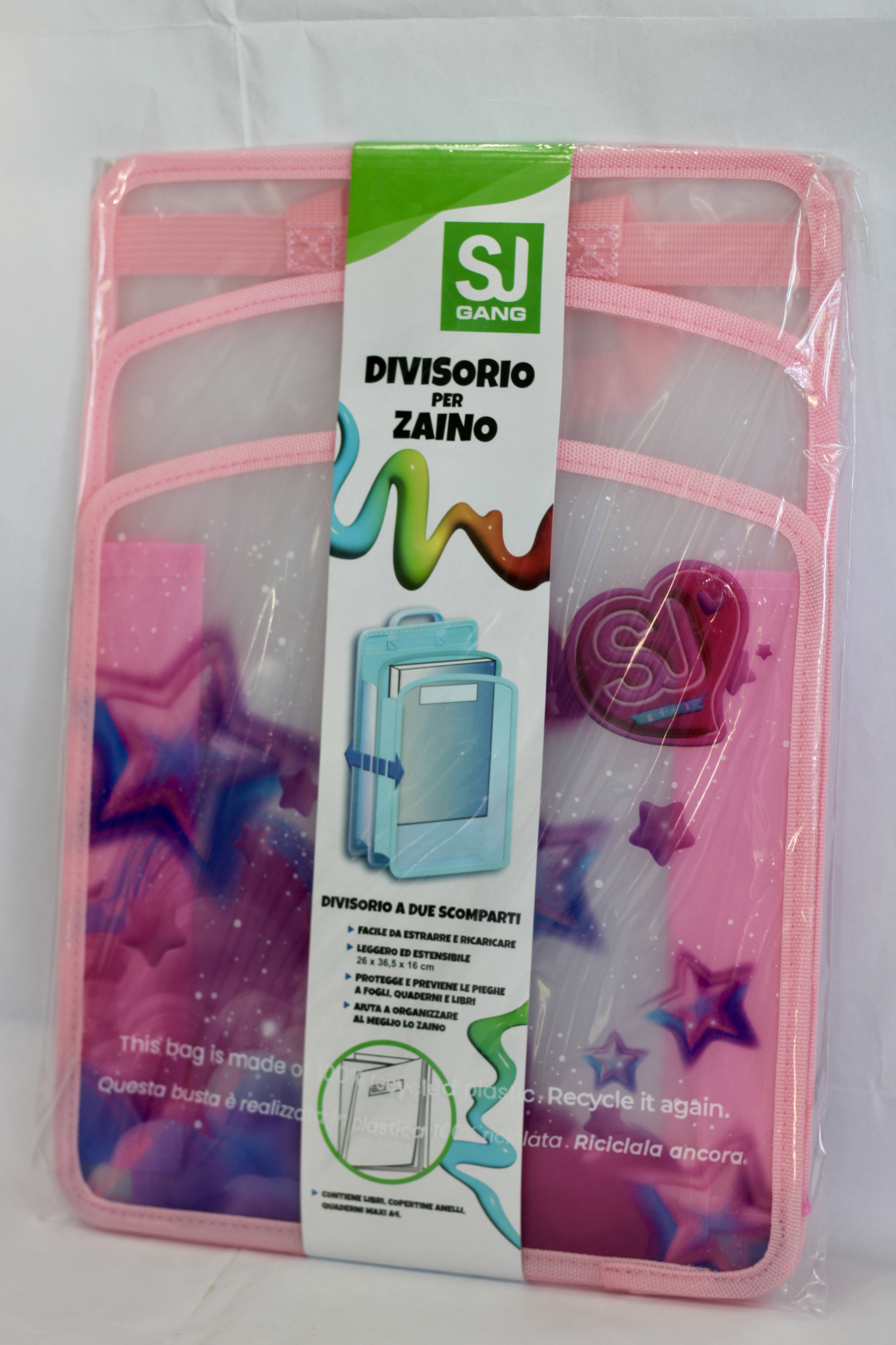 DIVISORIO PER ZAINO COLORE ROSA A DUE SCOMPARTI MARCA SJ
