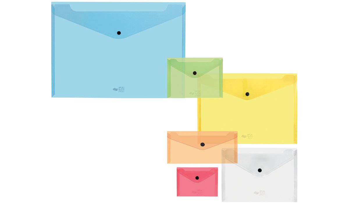 Buste in ppl con bottone colorate