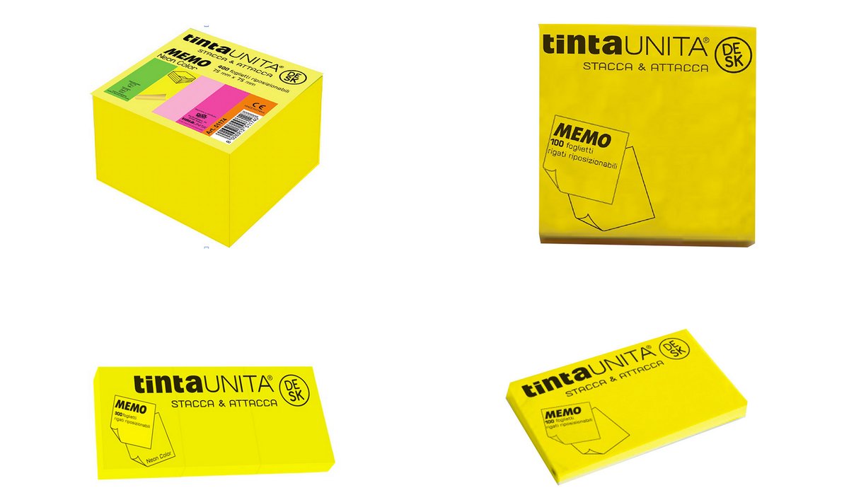 Blocco fogli adesivi Giallo Fluo TintaUNITA DESK