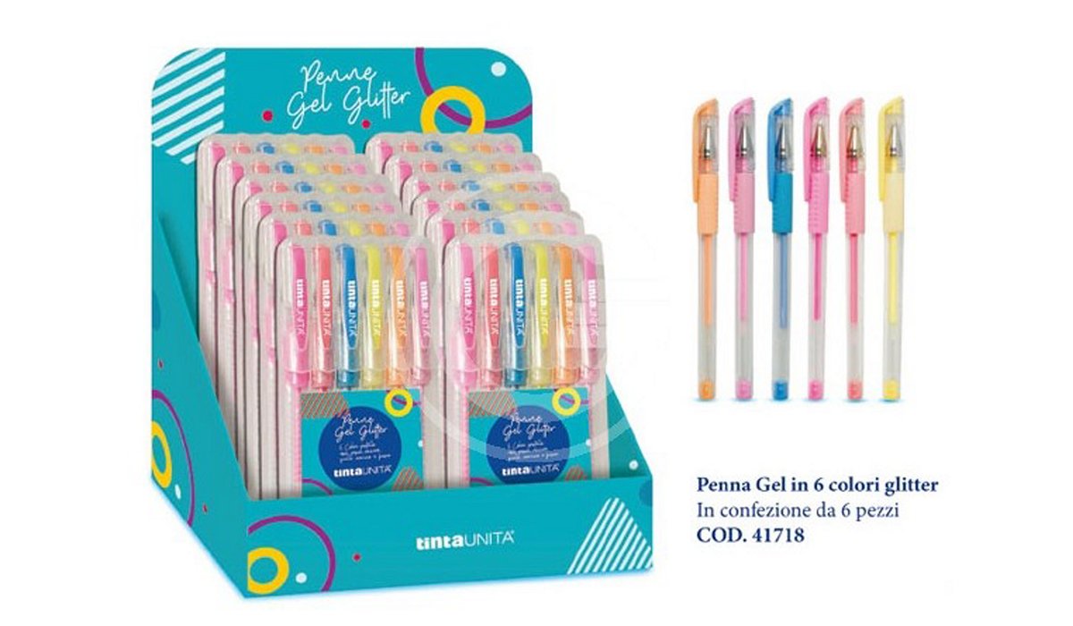 Astuccio 6penne gel glitter
