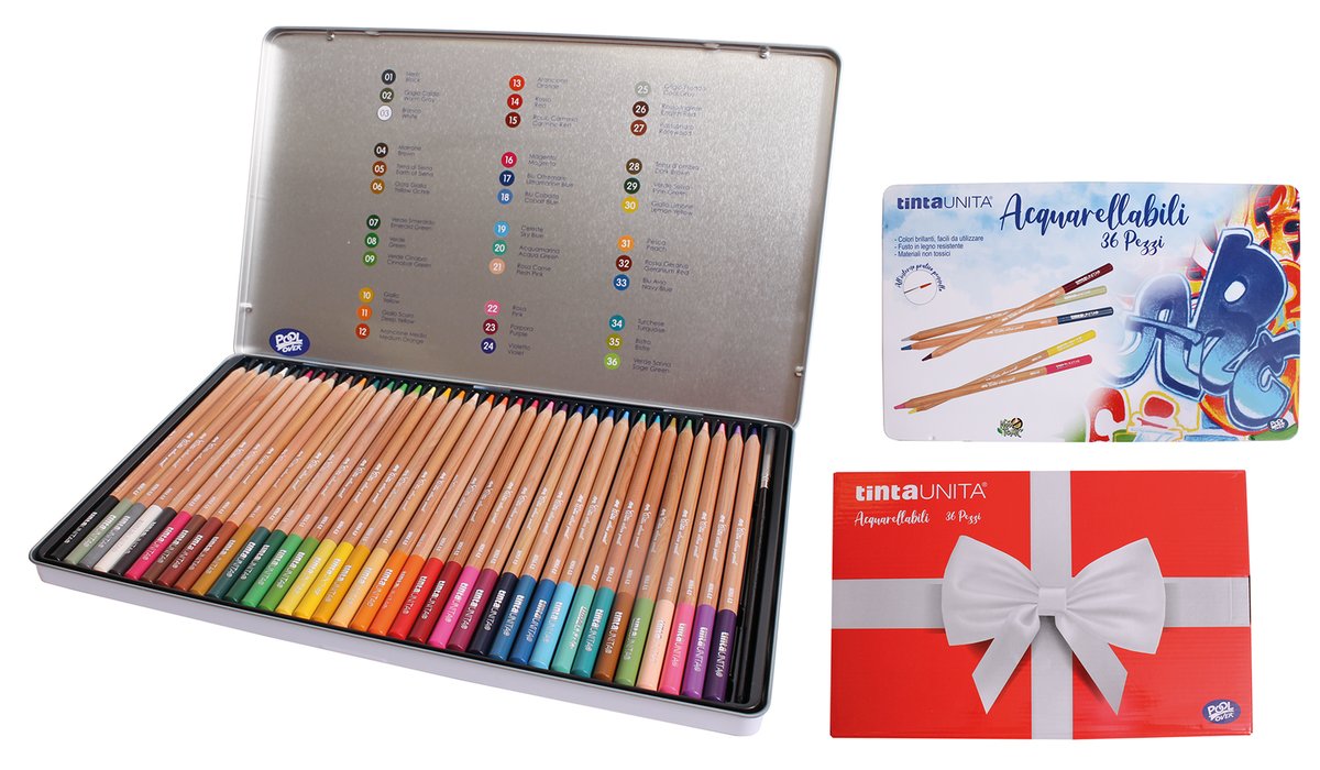 Pastelli acquerellabili scatola da 36 in metallo